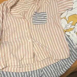 Madewell Striped Pajama Set in Yellow and Blue